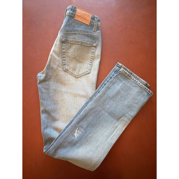 Lucky Brand Straight Leg Cuff Patchwork High Rise Jeans 00/24 Vintage Wash - Picture 9 of 9